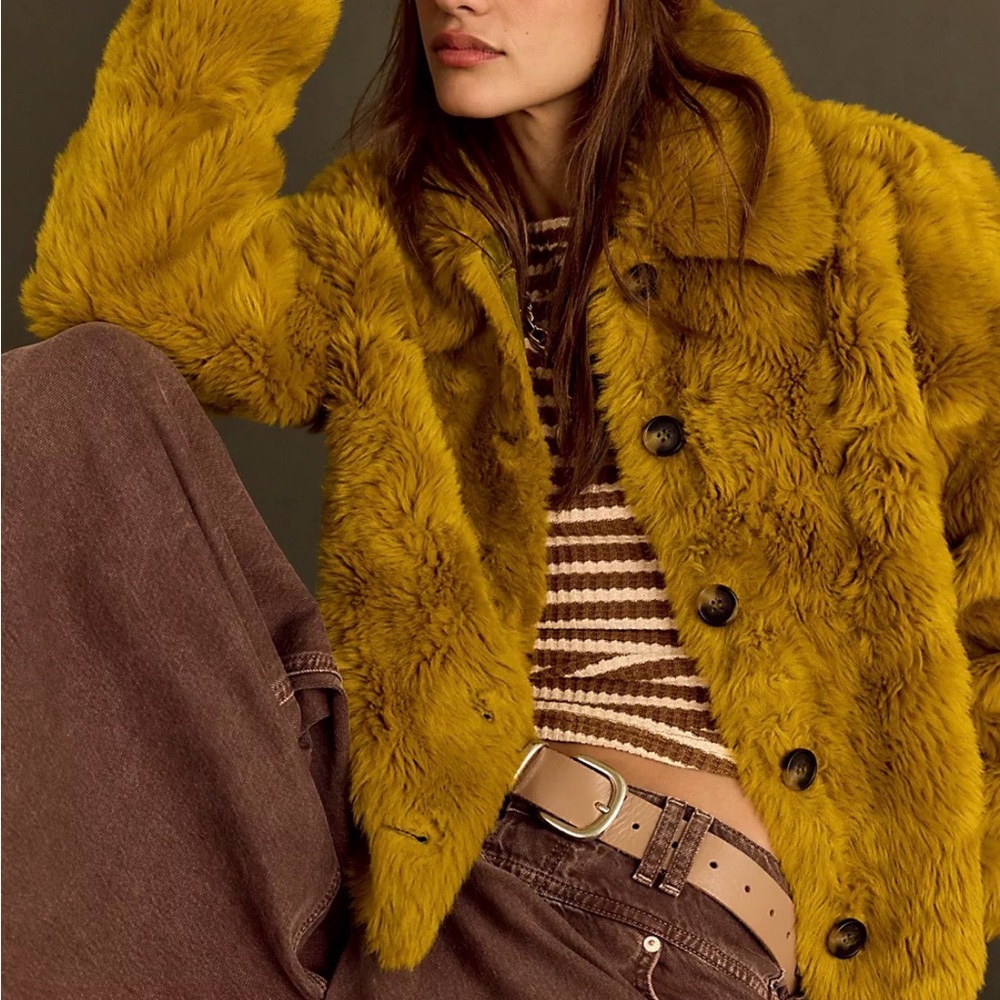 Free People Mustard Teddy Jacket